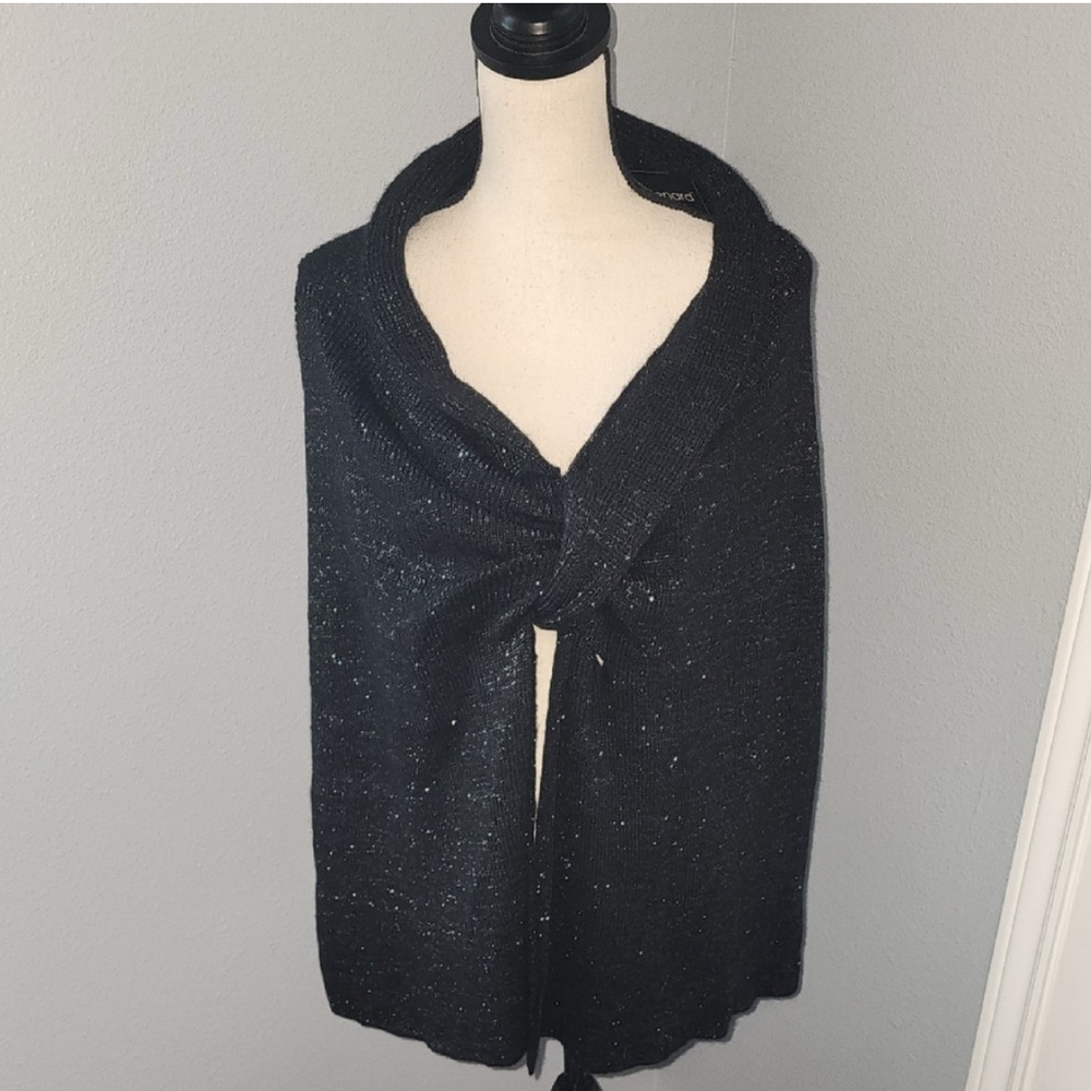 Harve Benard Black and Silver Metallic Knit Wrap